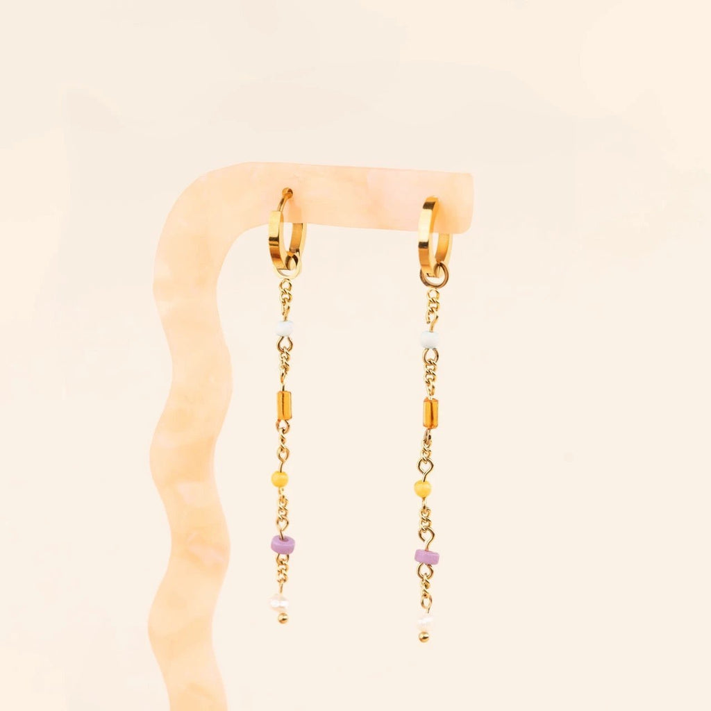 Bead Chain Huggie Hoop Charms by Oh Clementine