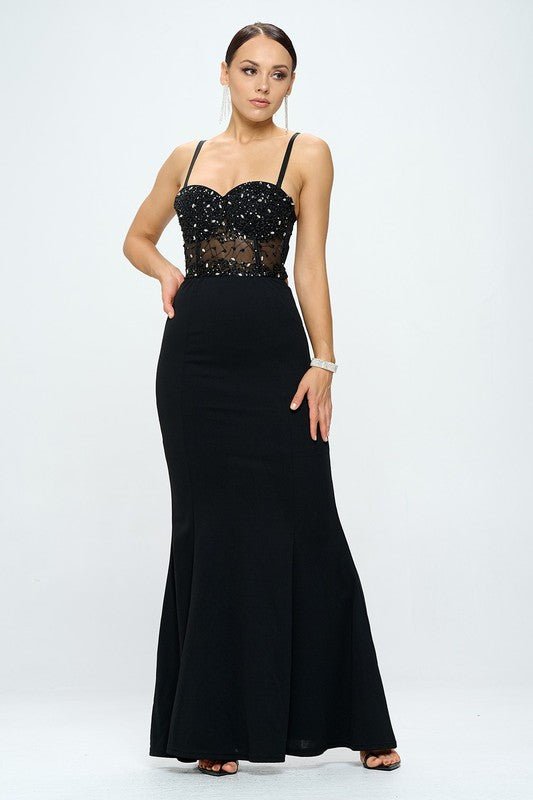 Beaded Bustier Mermaid Maxi Dress Dress La Vie Bien Beaded Bustier Mermaid Maxi Dress