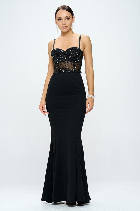 Beaded Bustier Mermaid Maxi Dress Dress La Vie Bien Beaded Bustier Mermaid Maxi Dress