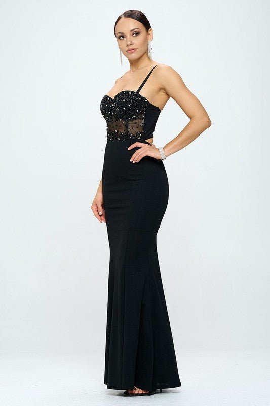 Beaded Bustier Mermaid Maxi Dress Dress La Vie Bien Beaded Bustier Mermaid Maxi Dress