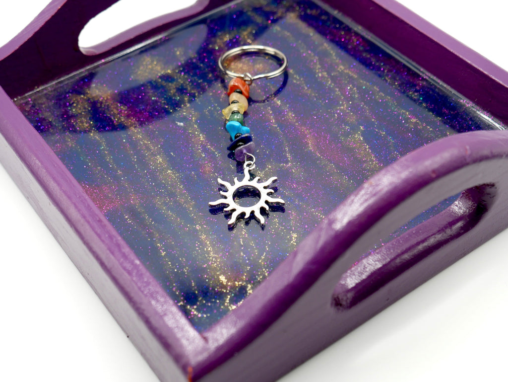Chakra Rainbow Gemstone Keychain and Bag Charm