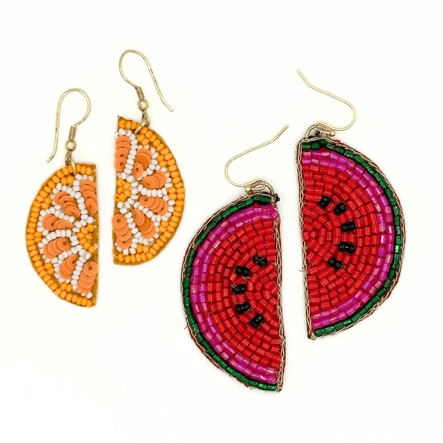 Beaded Fruit Earrings - Watermelon by Fair Anita