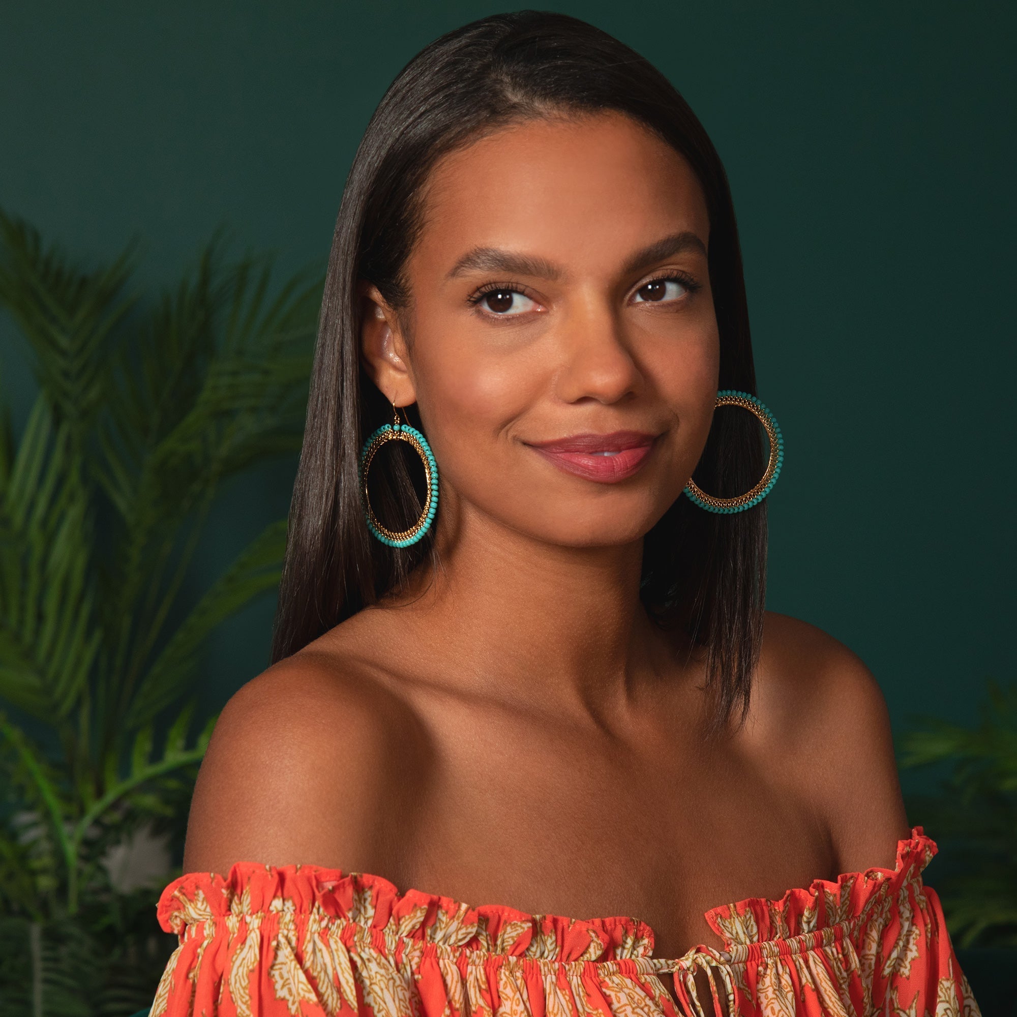 Beaded Gold-Plated Circle Earrings Earrings - Fashion La Vie Bien Beaded Gold-Plated Circle Earrings