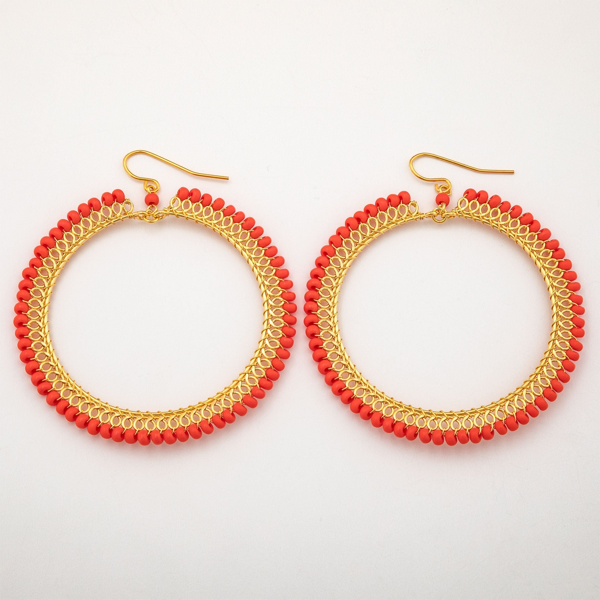 Beaded Gold-Plated Circle Earrings Earrings - Fashion La Vie Bien Beaded Gold-Plated Circle Earrings
