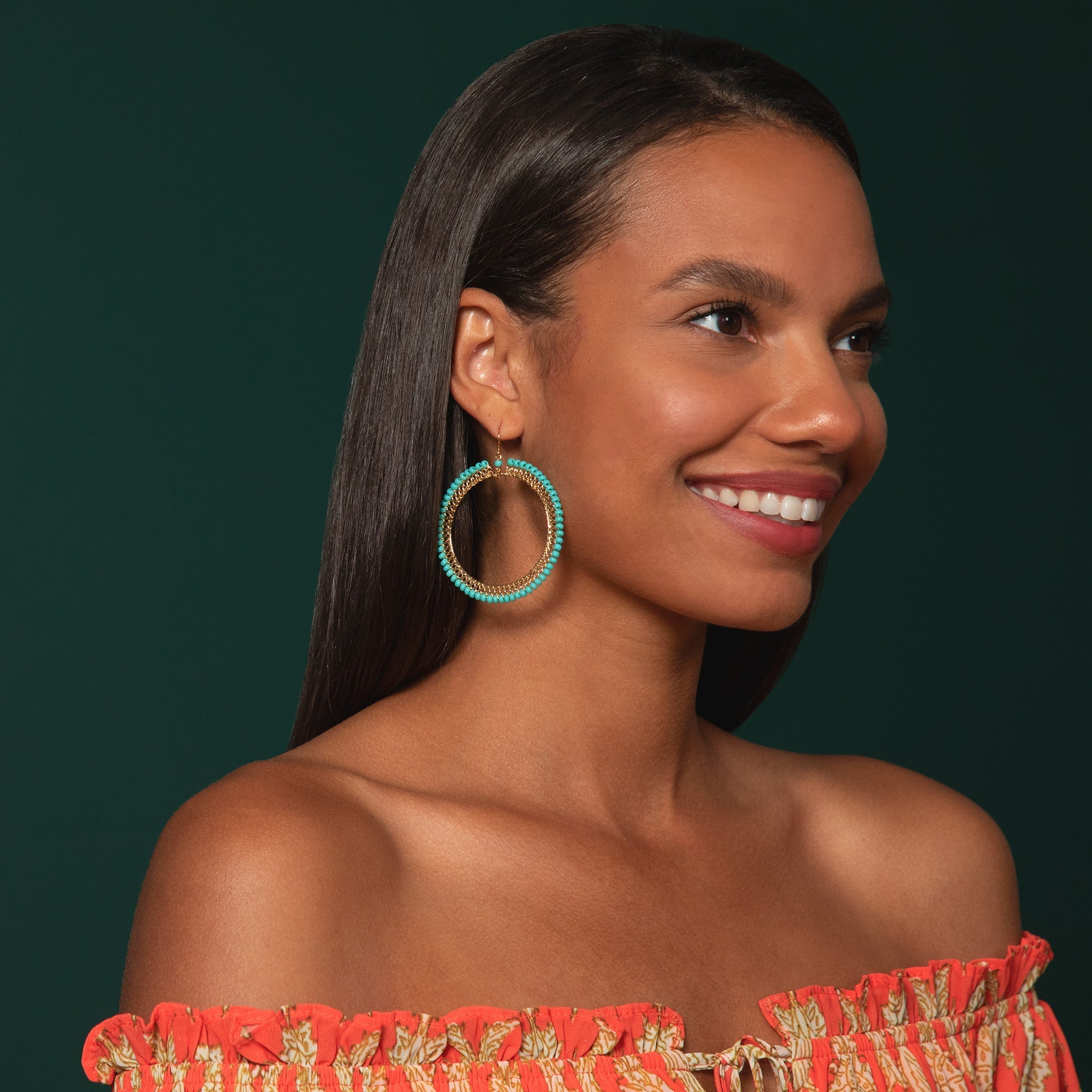 Beaded Gold-Plated Circle Earrings Earrings - Fashion La Vie Bien Beaded Gold-Plated Circle Earrings