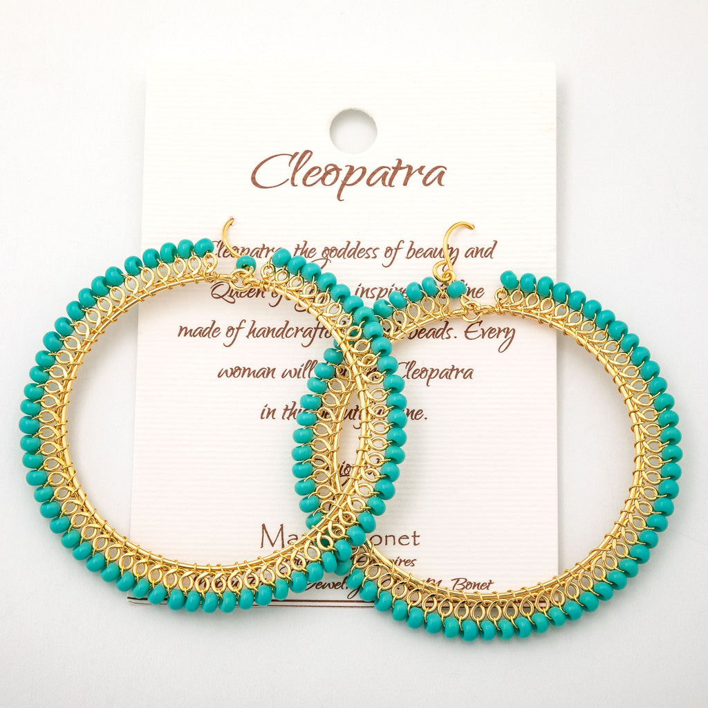 Beaded Gold-Plated Circle Earrings Earrings - Fashion La Vie Bien Beaded Gold-Plated Circle Earrings