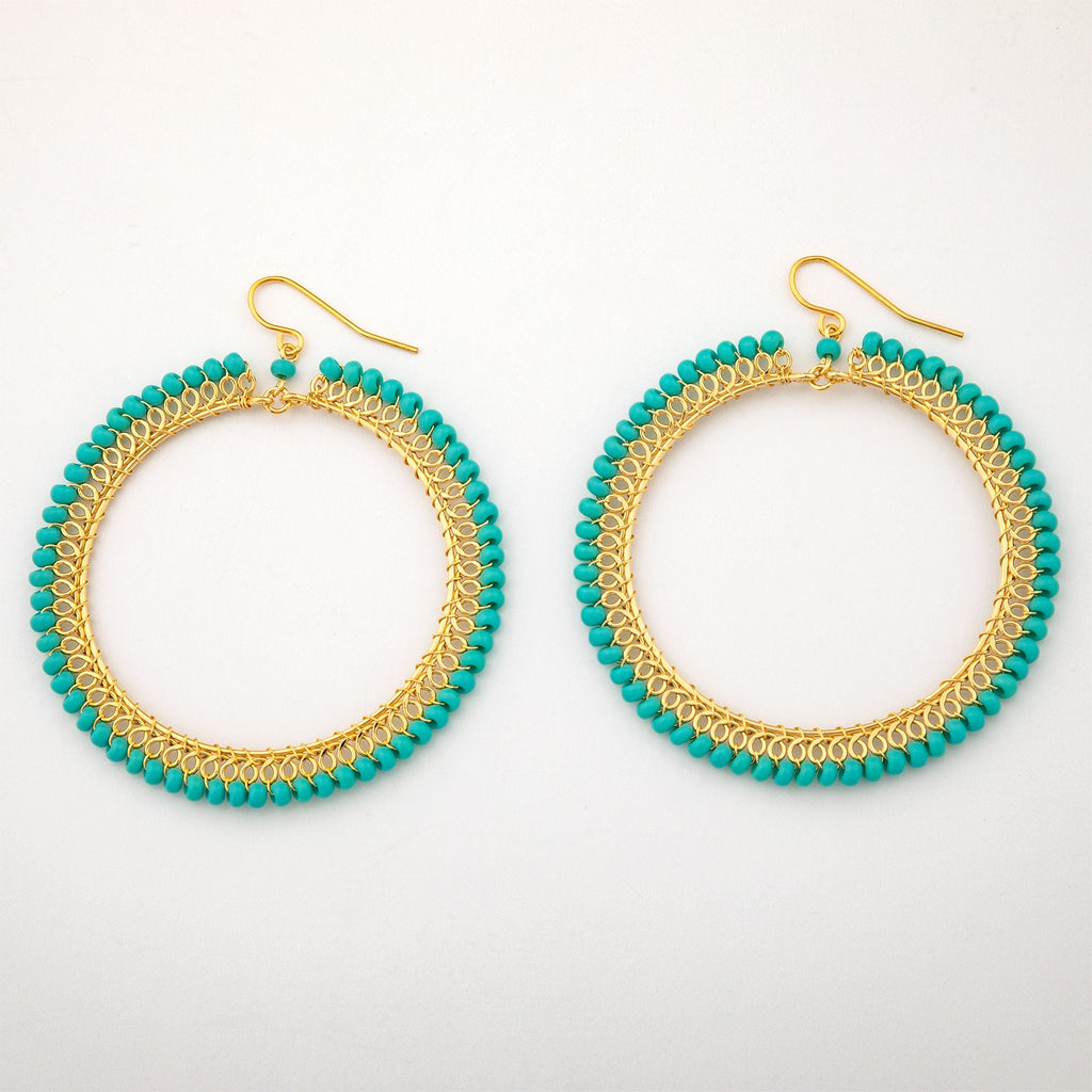 Beaded Gold-Plated Circle Earrings Earrings - Fashion La Vie Bien Beaded Gold-Plated Circle Earrings