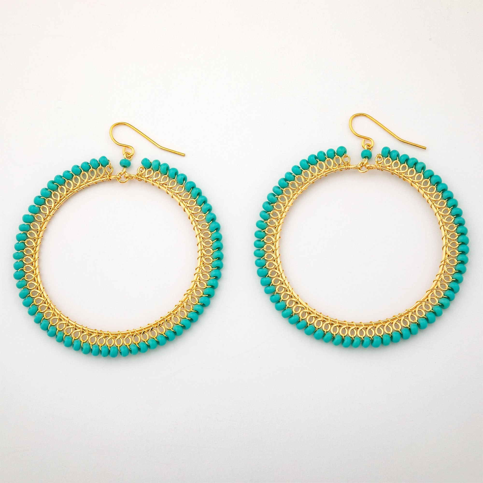 Beaded Gold-Plated Circle Earrings Earrings - Fashion La Vie Bien Beaded Gold-Plated Circle Earrings