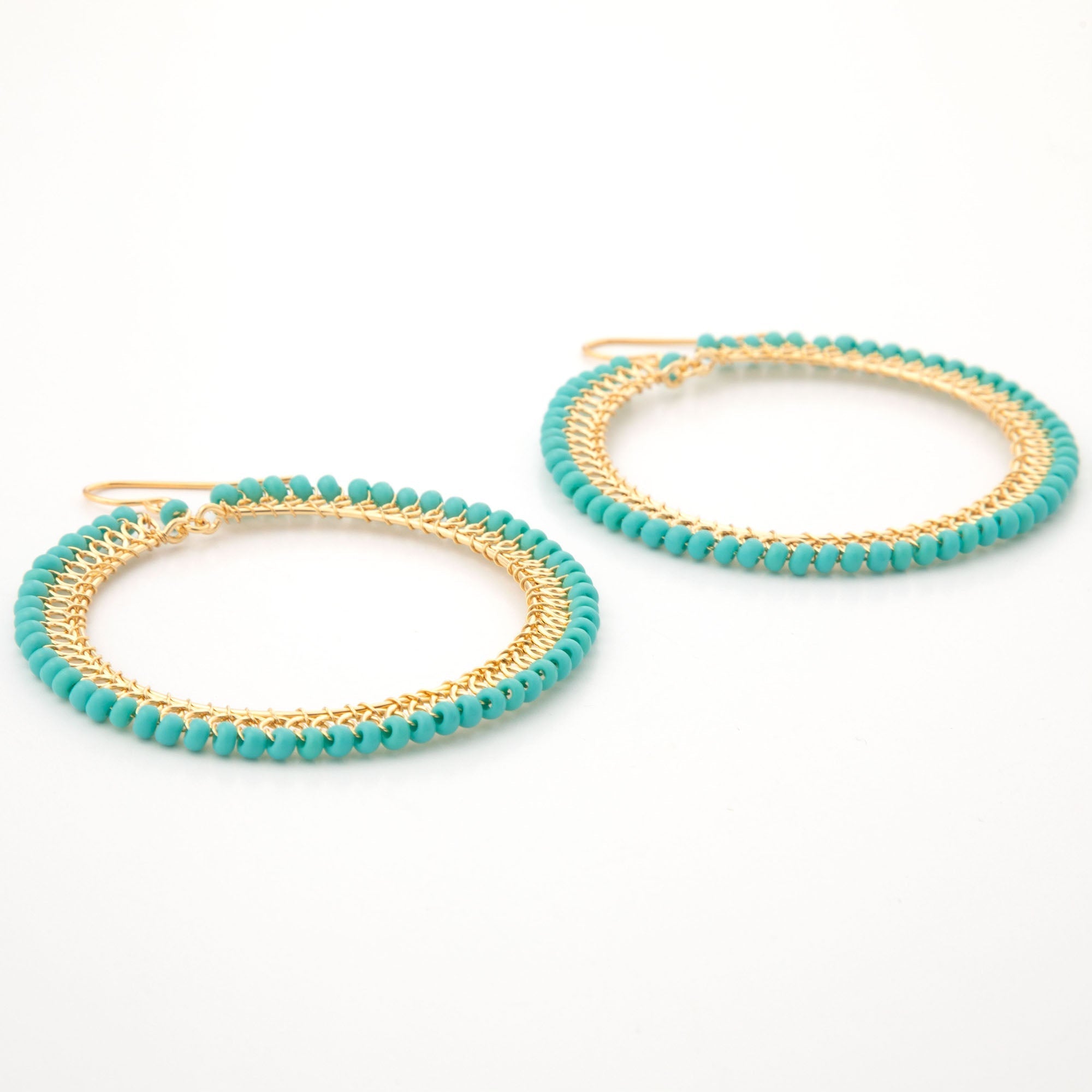 Beaded Gold-Plated Circle Earrings Earrings - Fashion La Vie Bien Beaded Gold-Plated Circle Earrings
