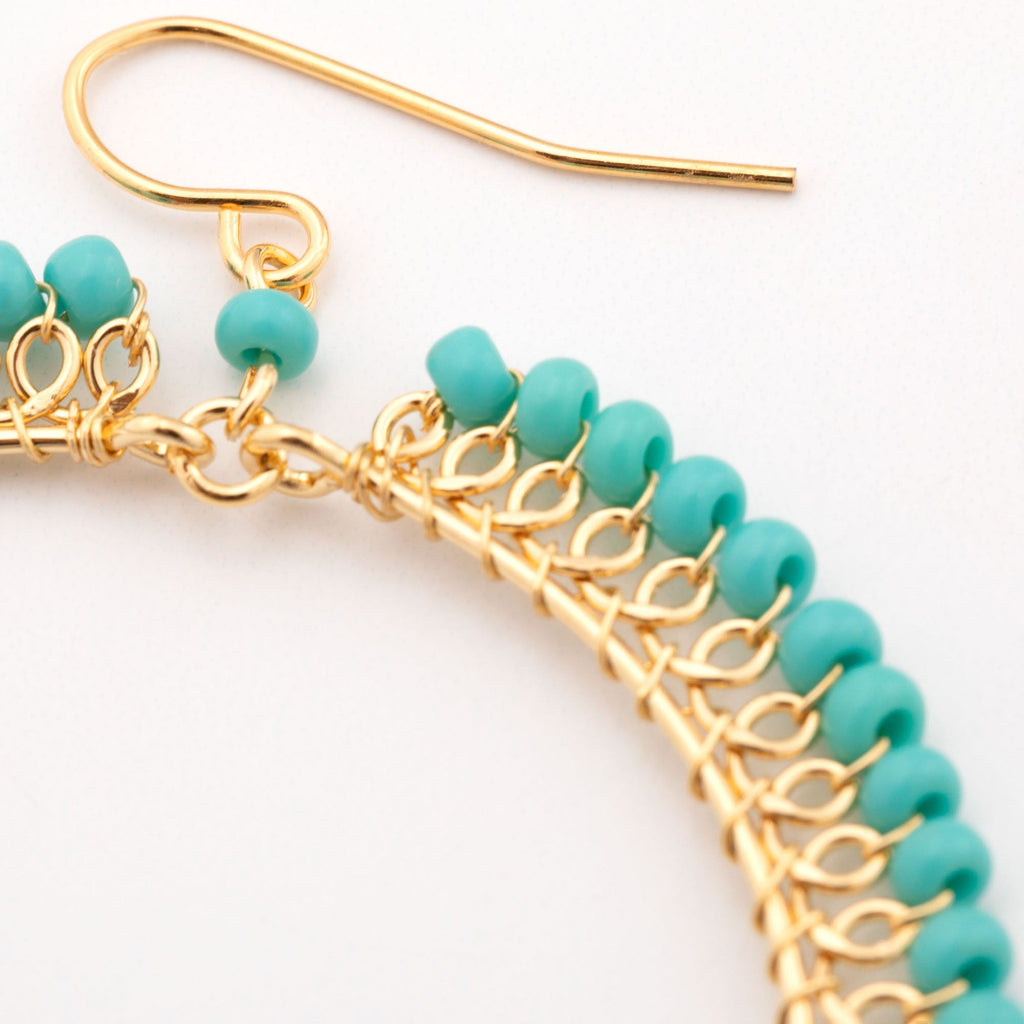 Beaded Gold-Plated Circle Earrings Earrings - Fashion La Vie Bien Beaded Gold-Plated Circle Earrings