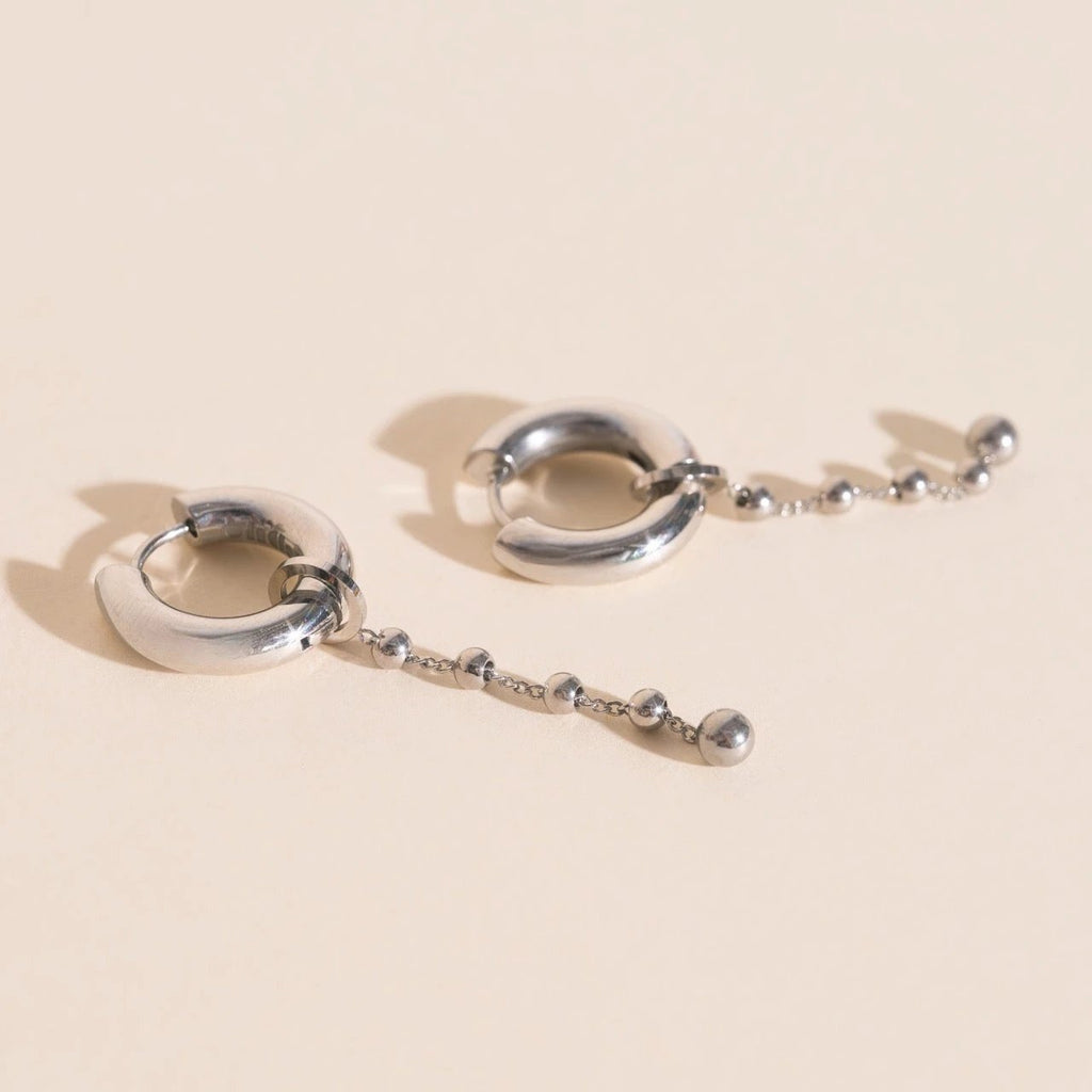 Beaded Metal Chain Chunky Huggie Hoop Charms by Oh Clementine