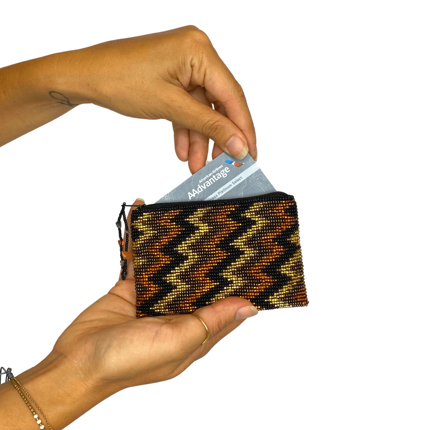 Beaded Seed Bead Geometric Coin Purse - Guatemala Bags La Vie Bien Beaded Seed Bead Geometric Coin Purse - Guatemala