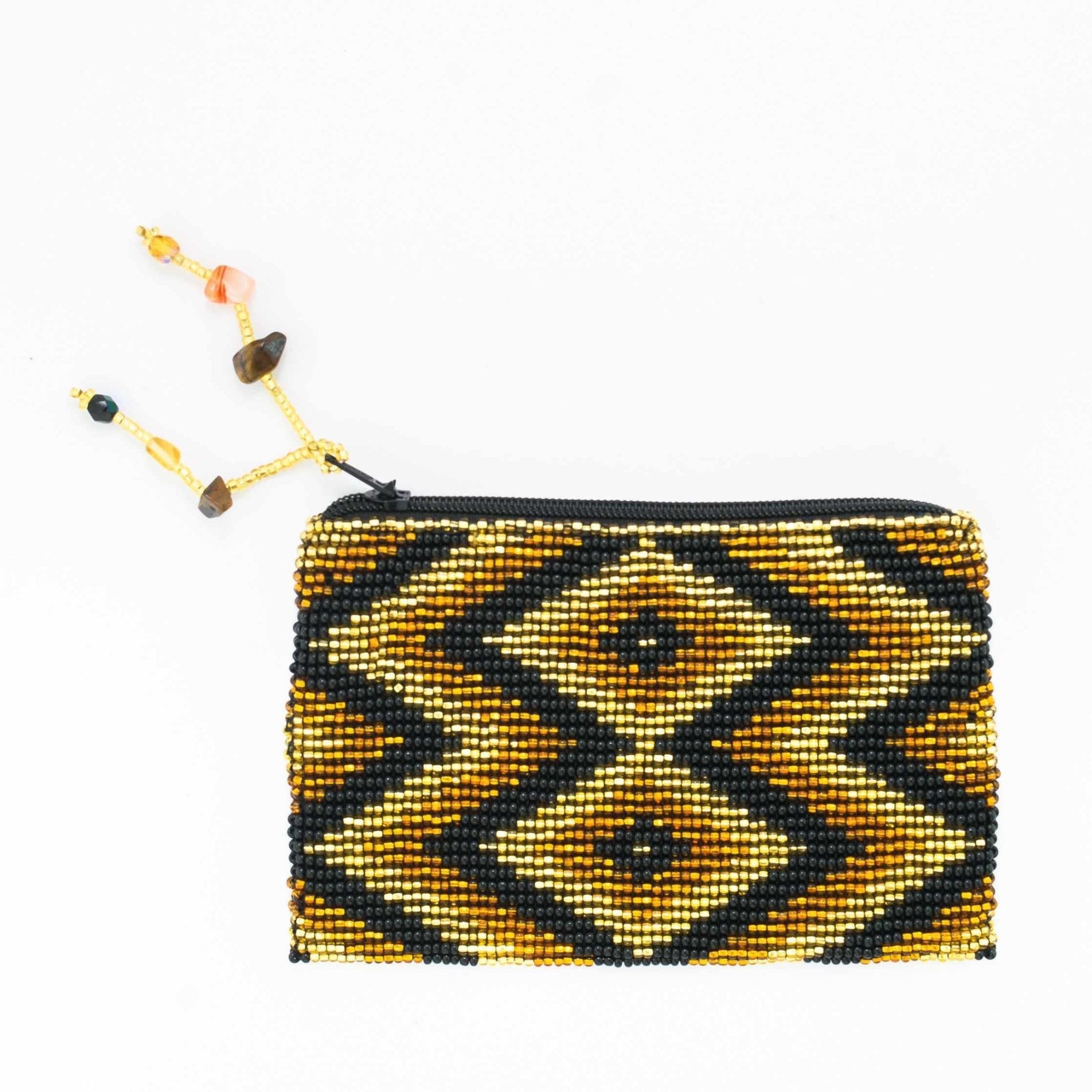 Beaded Seed Bead Geometric Coin Purse - Guatemala Bags La Vie Bien Beaded Seed Bead Geometric Coin Purse - Guatemala