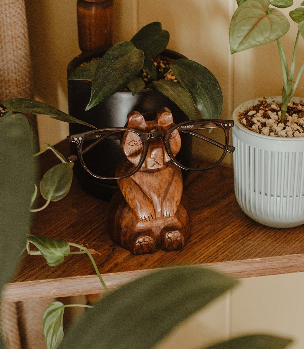 Bear Eyeglasses Holder Stand - Handcrafted Sheesham Wood HME stock line La Vie Bien Bear Eyeglasses Holder Stand - Handcrafted Sheesham Wood