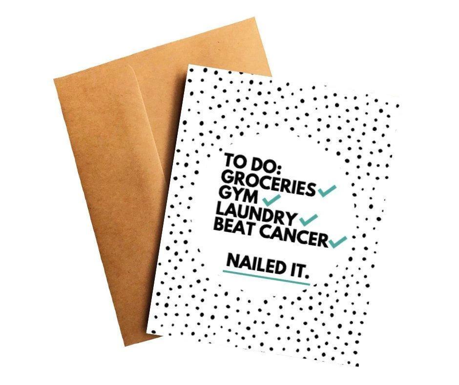 Beat Cancer Nailed It Funny Cancer Survivor Get Well Card by Five Dot Post