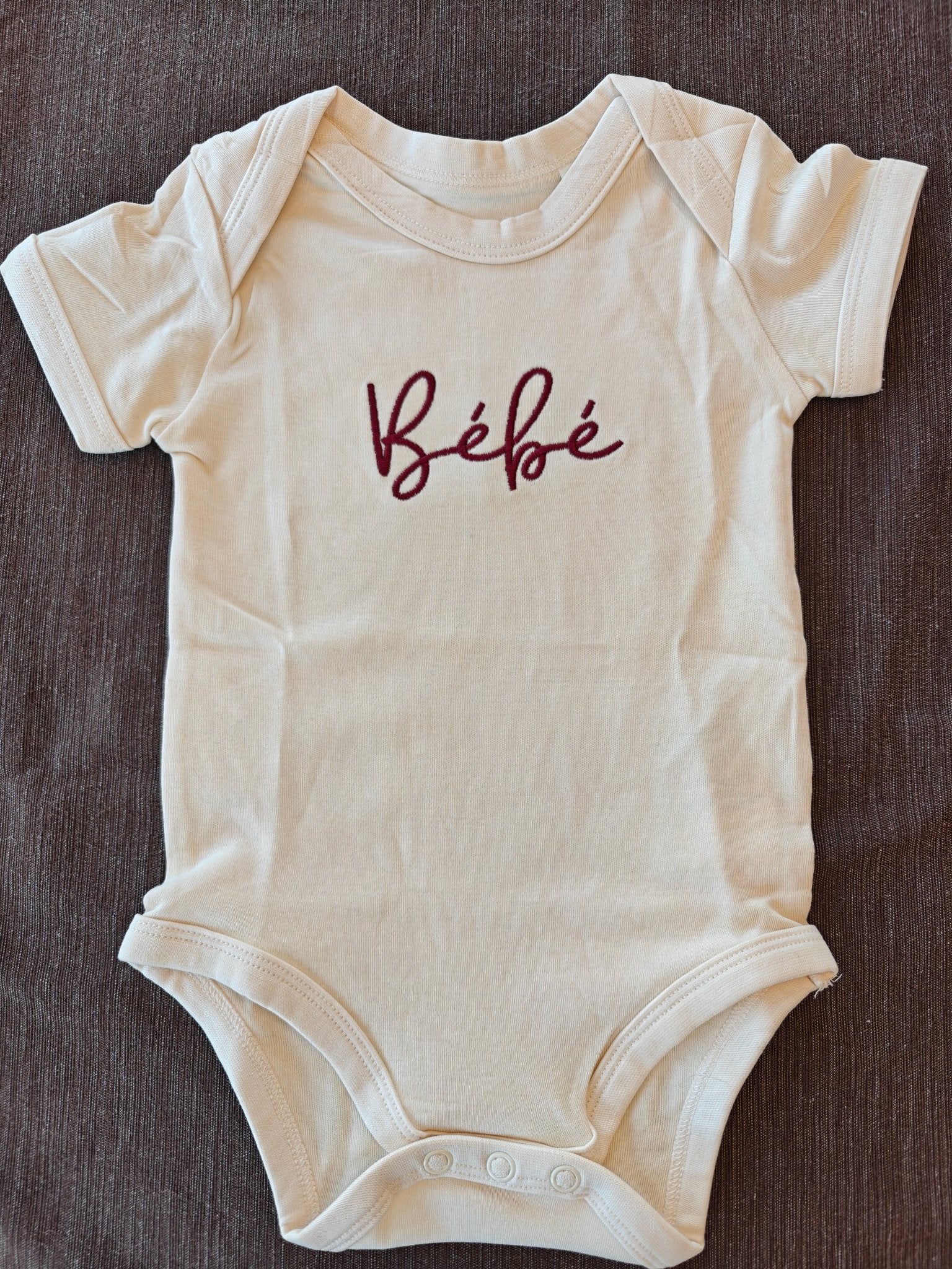 Bébé French embroidered Organic cotton baby one piece for francophone baby showers La Vie Bien Bébé French embroidered Organic cotton baby one piece for francophone baby showers