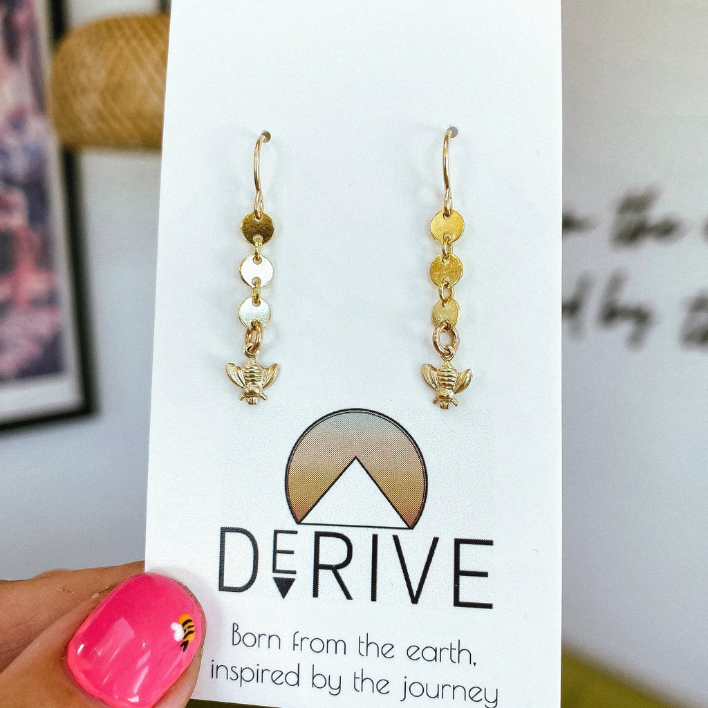 Bee Charm Coin Earrings by Derive Jewelry