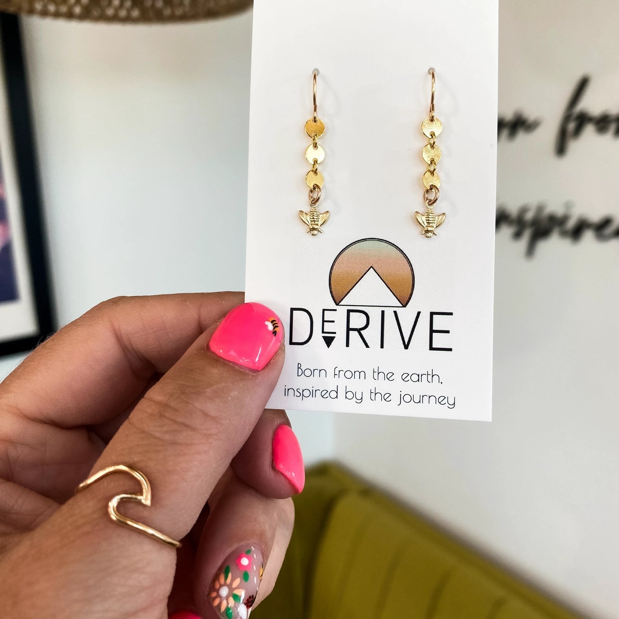 Bee Charm Coin Earrings by Derive Jewelry