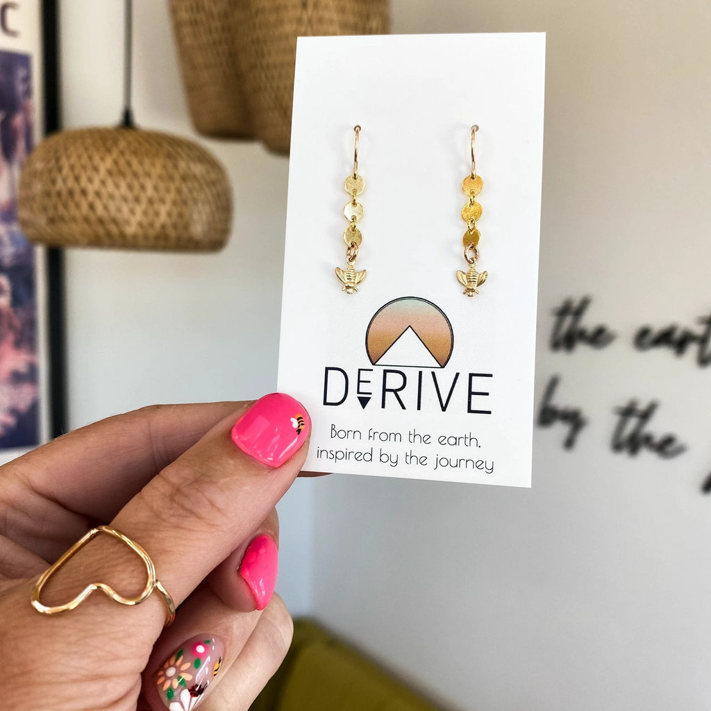 Bee Charm Coin Earrings by Derive Jewelry