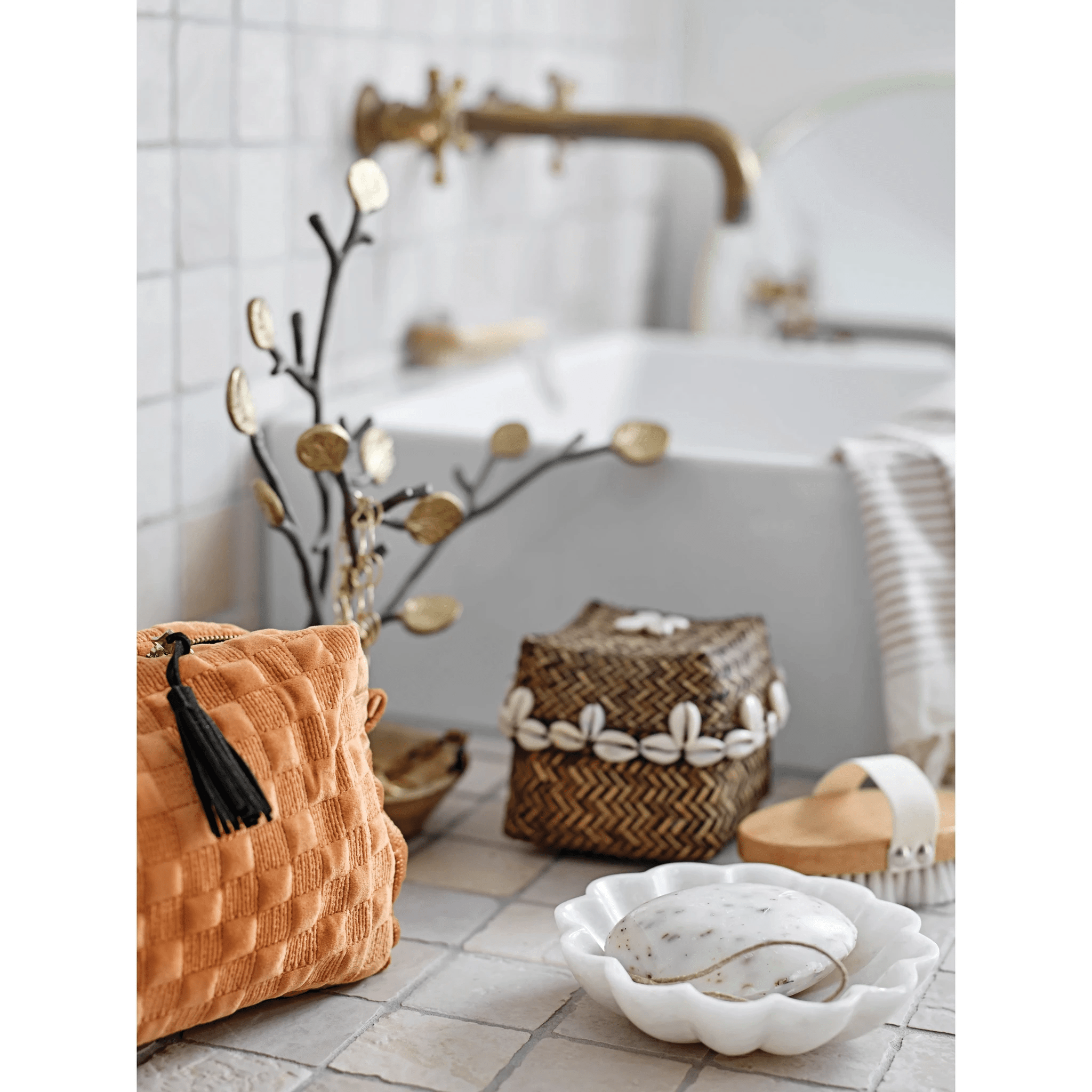 Beech Wood Bath Brush with Elastic Band by White Cliff Studio