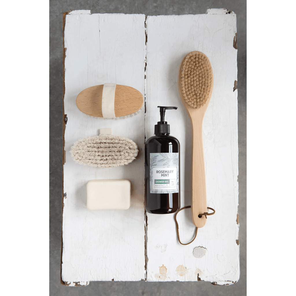 Beech Wood Bath Brush with Elastic Band by White Cliff Studio