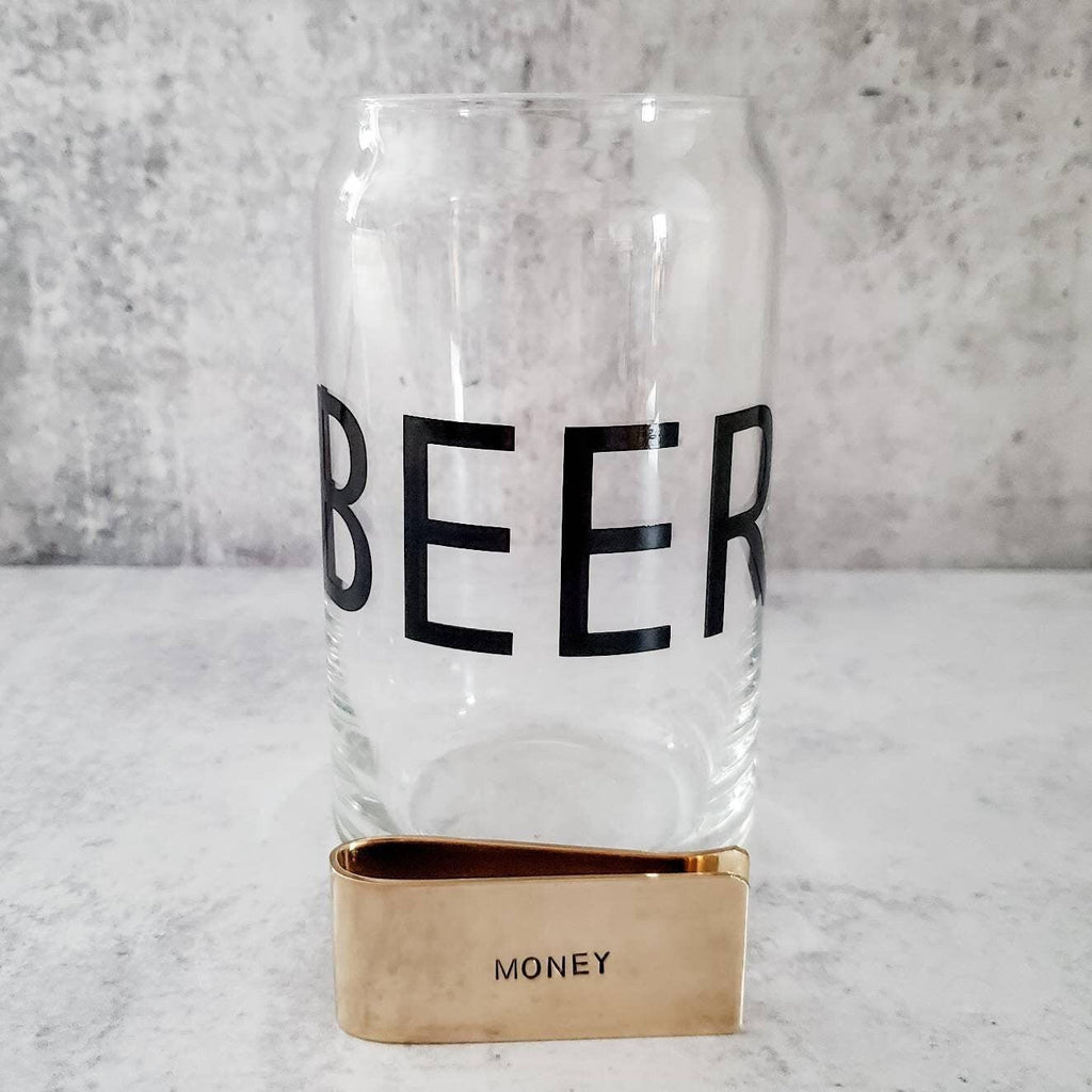 BEER MONEY Glass and Money Clip Gift La Vie Bien BEER MONEY Glass and Money Clip Gift