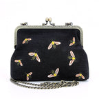 Bees Kisslock Handbag: Black Handbags La Vie Bien Bees Kisslock Handbag: Black
