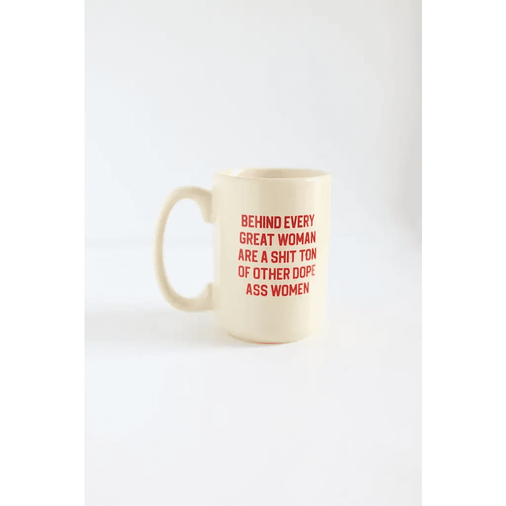 Behind Every Woman 15oz Extra Large Mug in Red by Polished Prints