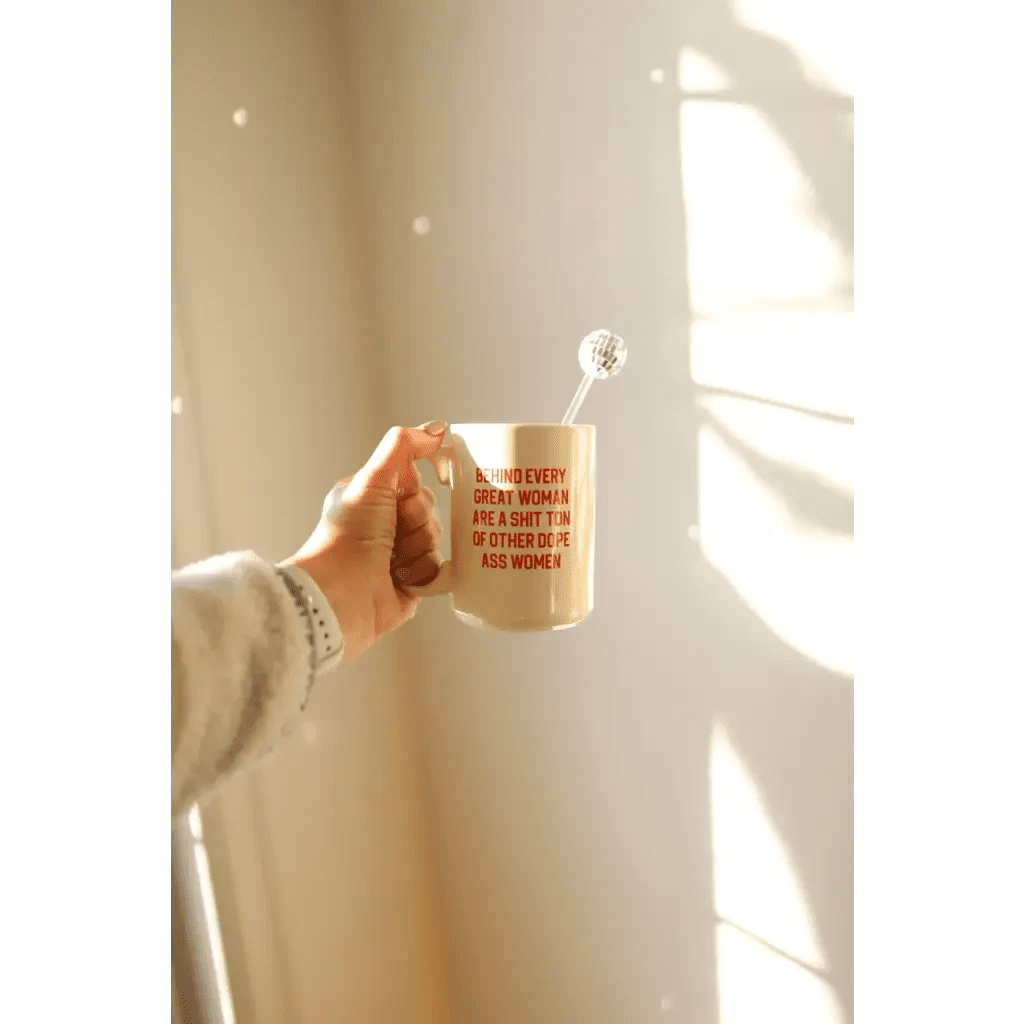 Behind Every Woman 15oz Extra Large Mug in Red by Polished Prints
