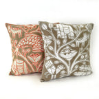 Beige and White Hand Embroidered Pillow Cover La Vie Bien Beige and White Hand Embroidered Pillow Cover