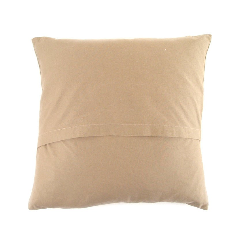 Beige and White Hand Embroidered Pillow Cover La Vie Bien Beige and White Hand Embroidered Pillow Cover