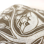 Beige and White Hand Embroidered Pillow Cover La Vie Bien Beige and White Hand Embroidered Pillow Cover