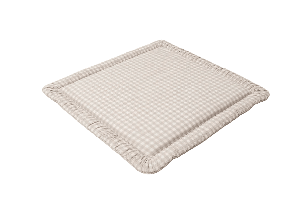 Beige Gingham Padded Baby Play Mat Baby Play Mat La Vie Bien Beige Gingham Padded Baby Play Mat