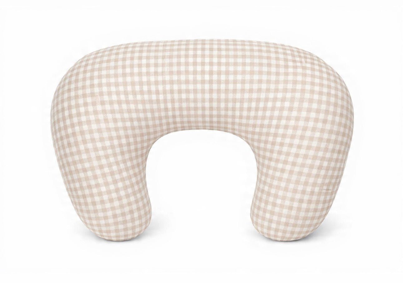 Beige Gingham Ruffle Nursing Pillow Cover La Vie Bien Beige Gingham Ruffle Nursing Pillow Cover