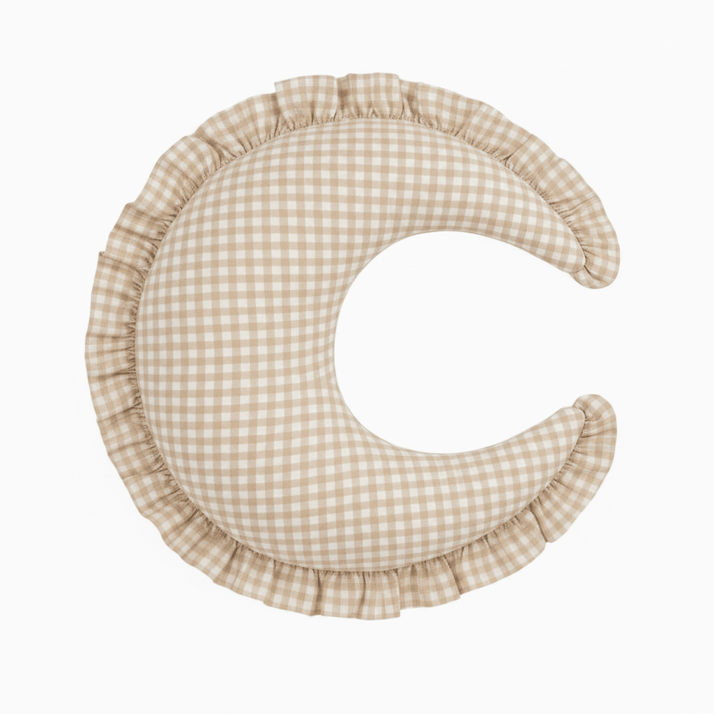 Beige Gingham Ruffle Nursing Pillow Cover La Vie Bien Beige Gingham Ruffle Nursing Pillow Cover