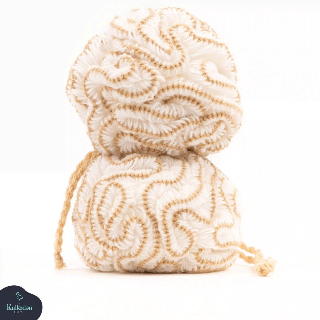Organic Cotton Shower Pouf by Kalkedon Towels