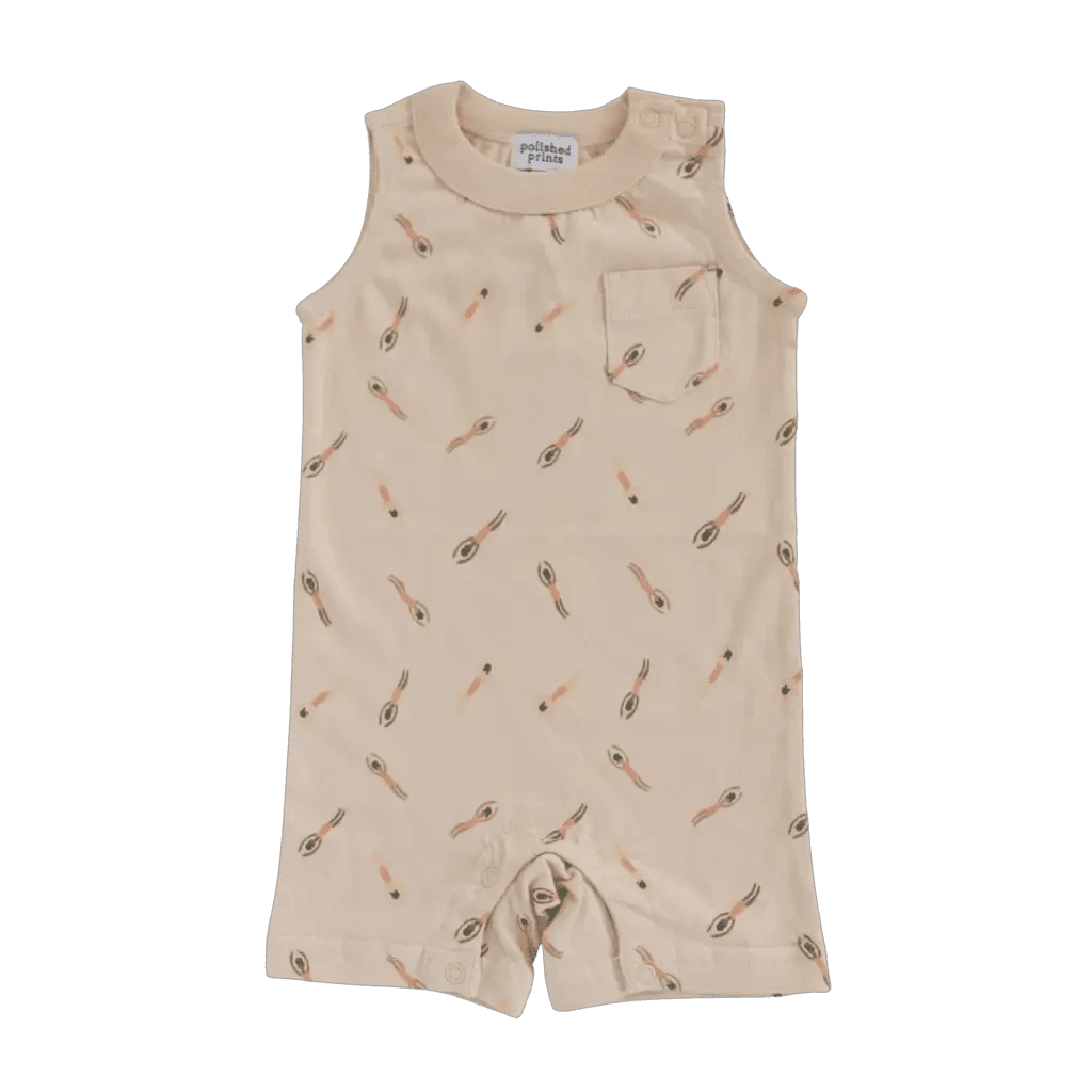 Beige Pocket Playsuit for the Ultimate Summer Vibe in Super Soft Cotton by Polished Prints