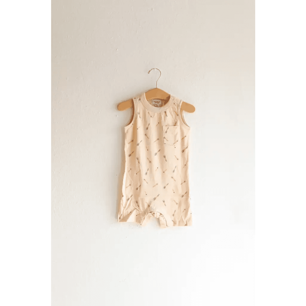 Beige Pocket Playsuit for the Ultimate Summer Vibe in Super Soft Cotton by Polished Prints