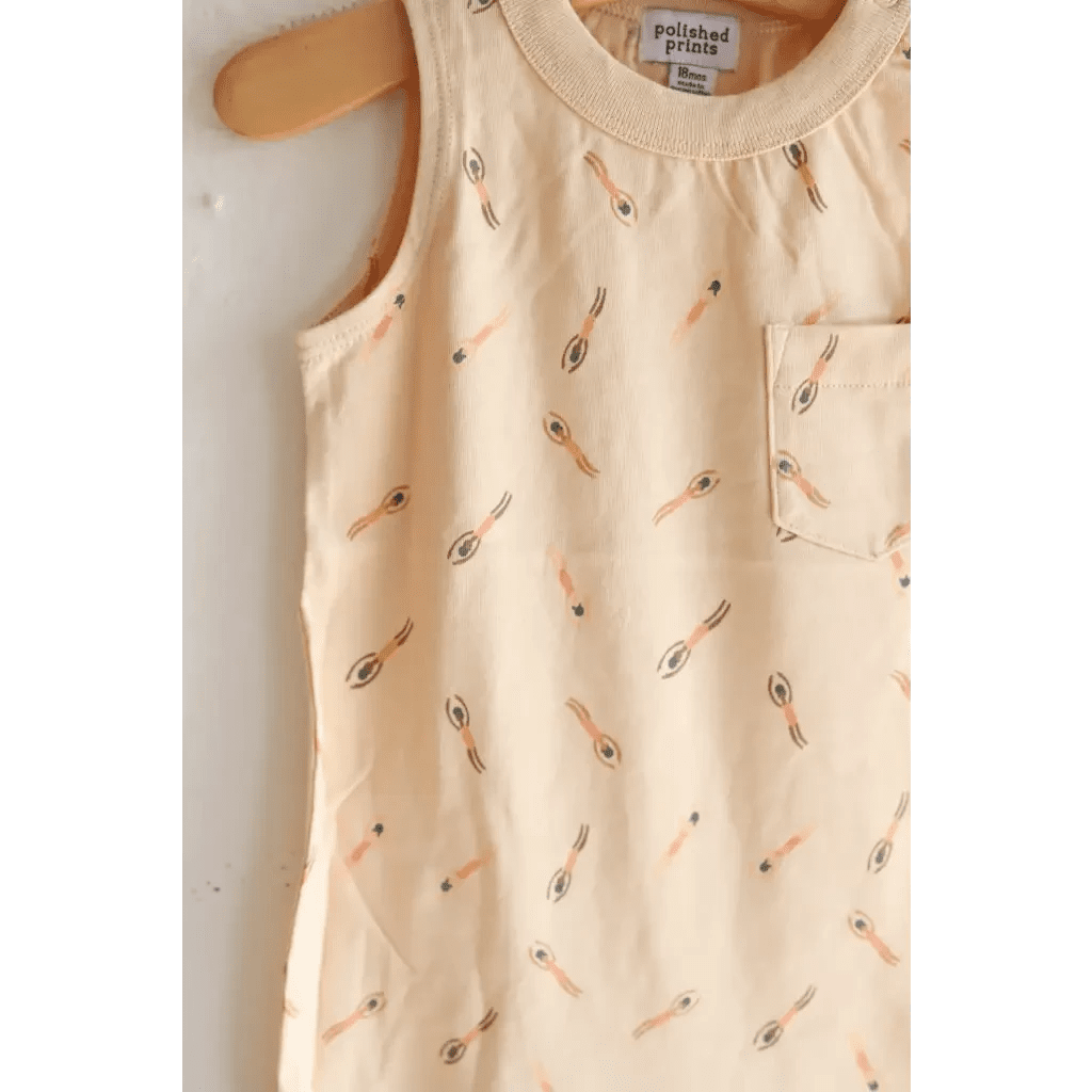 Beige Pocket Playsuit for the Ultimate Summer Vibe in Super Soft Cotton by Polished Prints