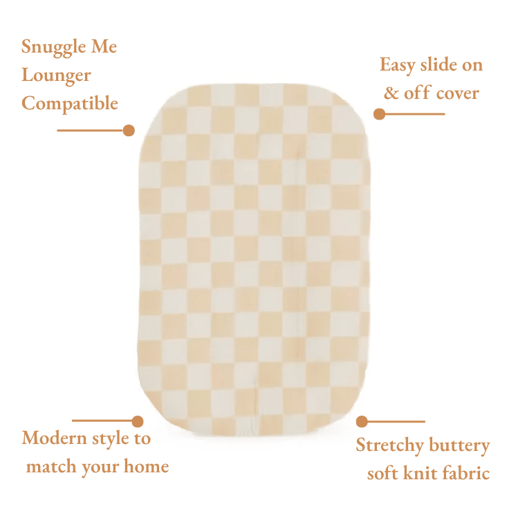 Beige & White Checkered Baby Lounger Cover La Vie Bien Beige & White Checkered Baby Lounger Cover