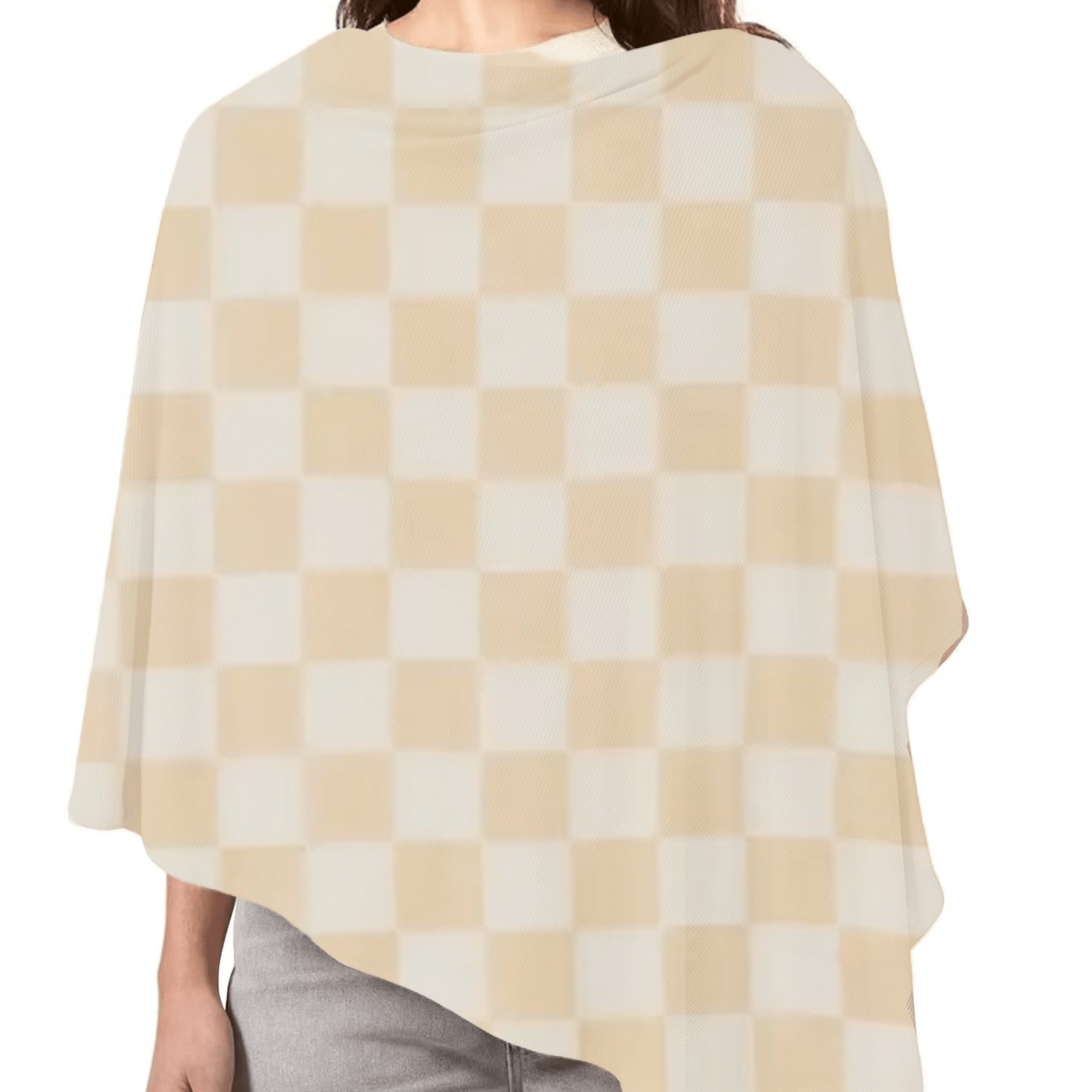 Beige & White Checkered Carseat Cover La Vie Bien Beige & White Checkered Carseat Cover