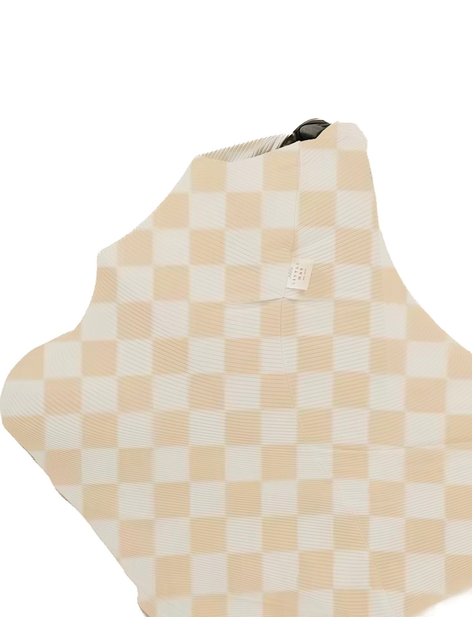 Beige & White Checkered Carseat Cover La Vie Bien Beige & White Checkered Carseat Cover