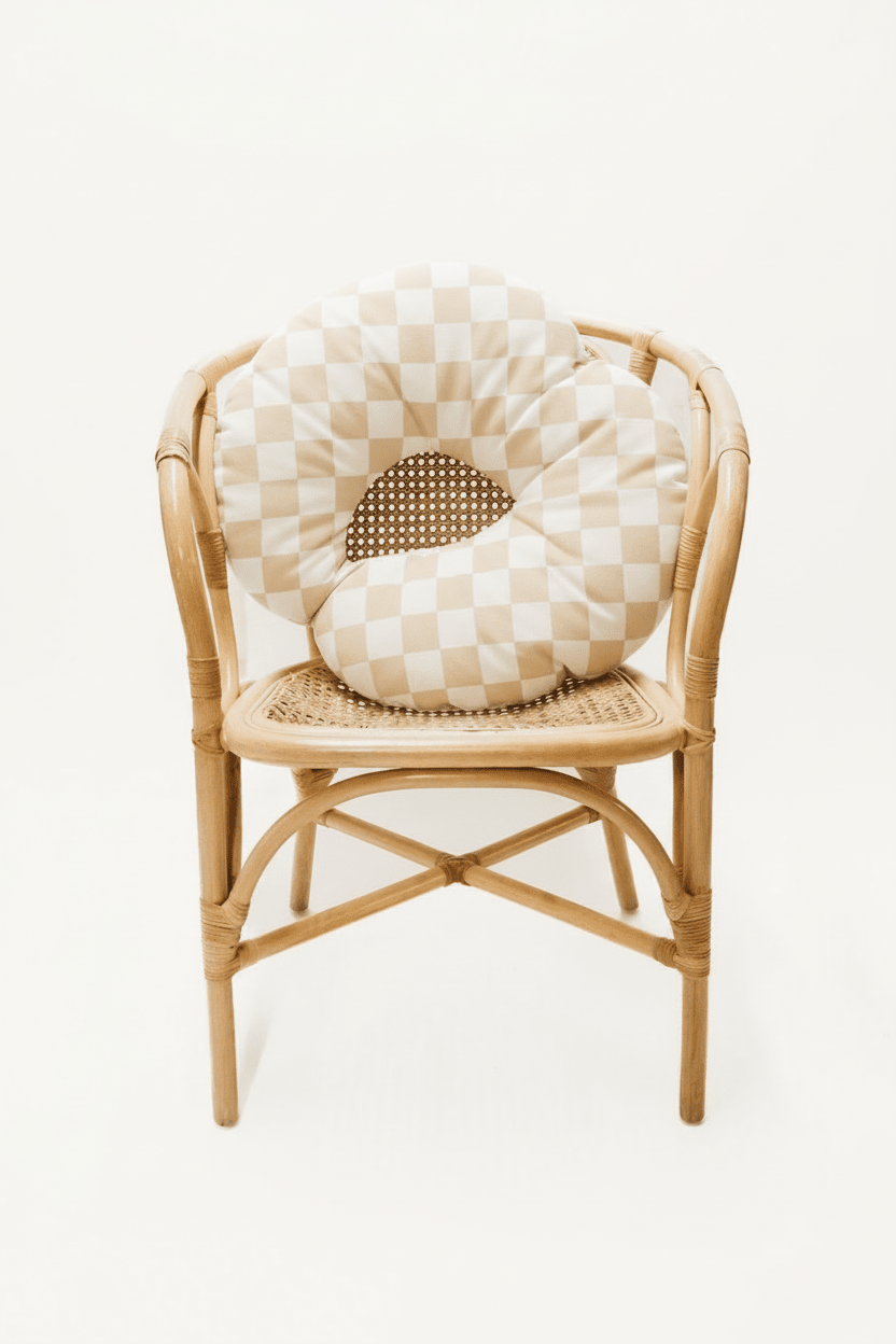Beige & White Checkered Nursing Pillow Cover La Vie Bien Beige & White Checkered Nursing Pillow Cover