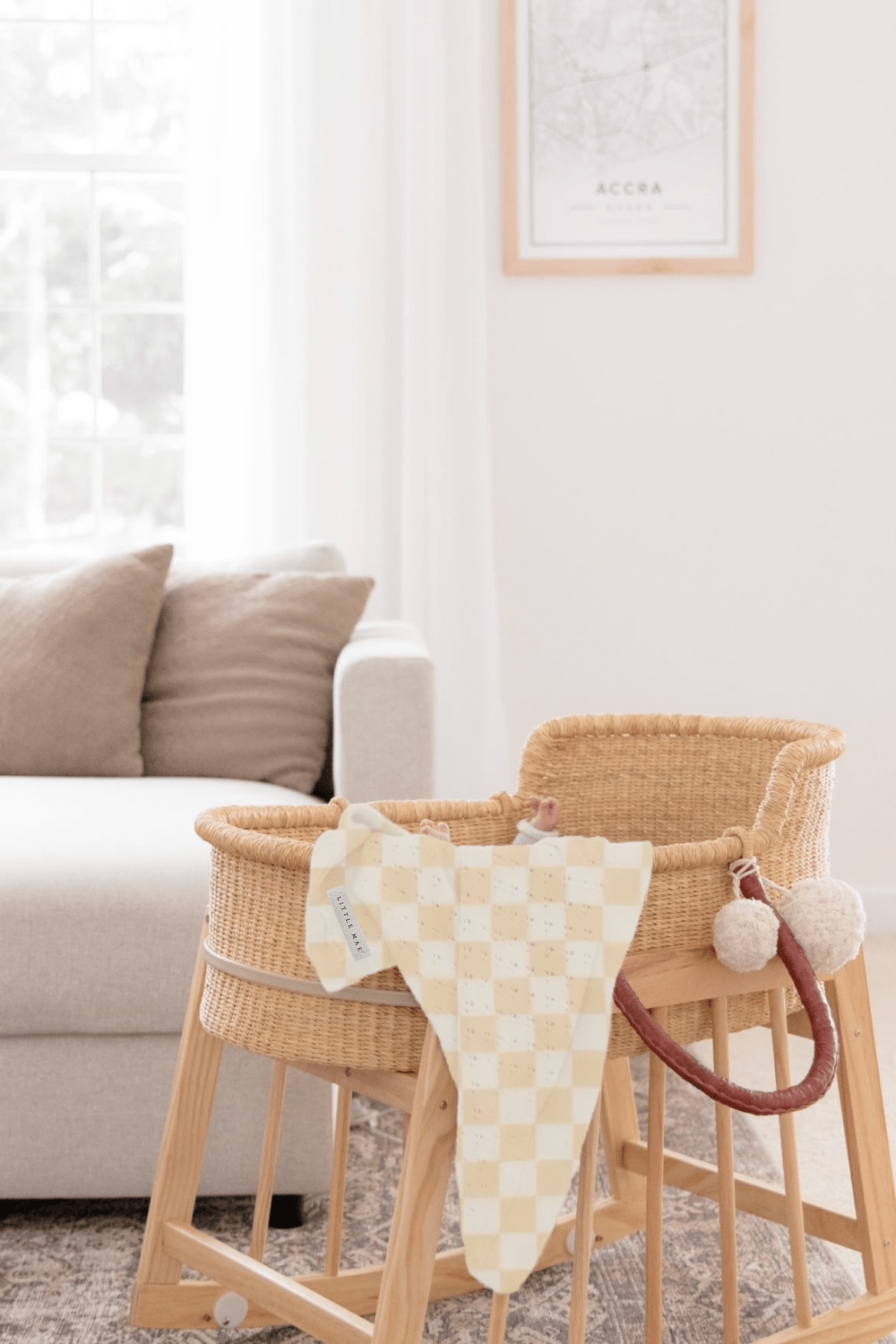 Beige & White Checkered Stretch Swaddle La Vie Bien Beige & White Checkered Stretch Swaddle