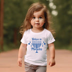 Believe in Miracles Chanukah Toddler Tee Shirt by Salt Sparkle Shalom