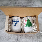Believe in Miracles Chrismukkah Wine Tumblers by Salt Sparkle Shalom