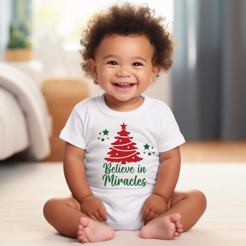 Believe in Miracles Christmas Baby Bodysuit Baby and Kids La Vie Bien Believe in Miracles Christmas Baby Bodysuit