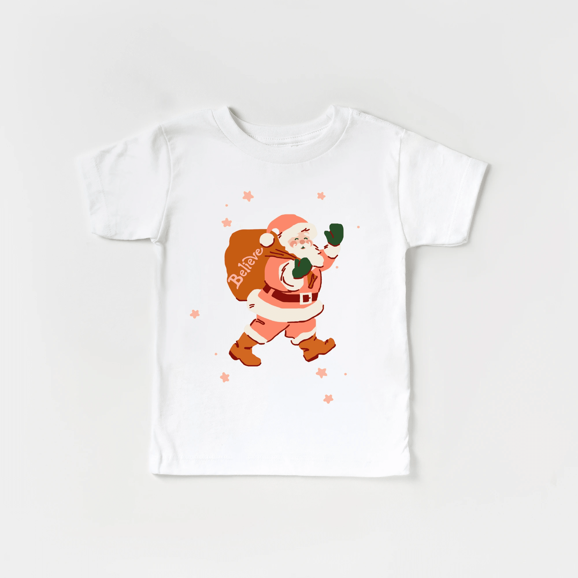 Believe Santa Claus toddler or youth tee shirt, Christmas collection by Benny and Ray Apparel