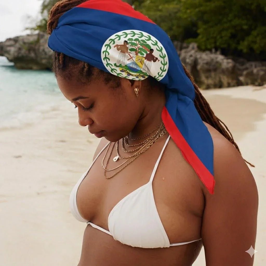 Belize Flag Bandana All-Over Print Bandana La Vie Bien Belize Flag Bandana