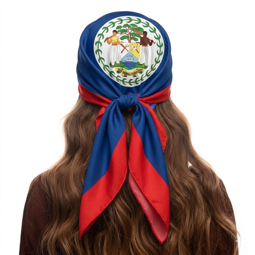 Belize Flag Bandana All-Over Print Bandana La Vie Bien Belize Flag Bandana